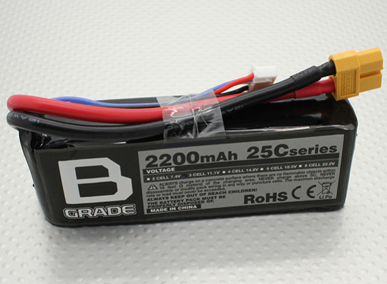 B-Grade 2200mAh 3s 25c LiPoly Battery