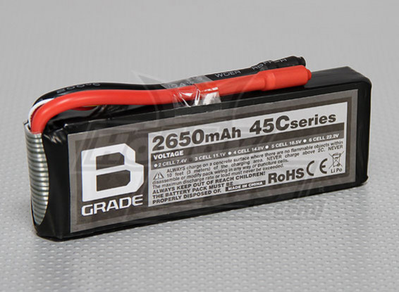 B-Grade 2650mAh 3S 45C LiPoly Battery