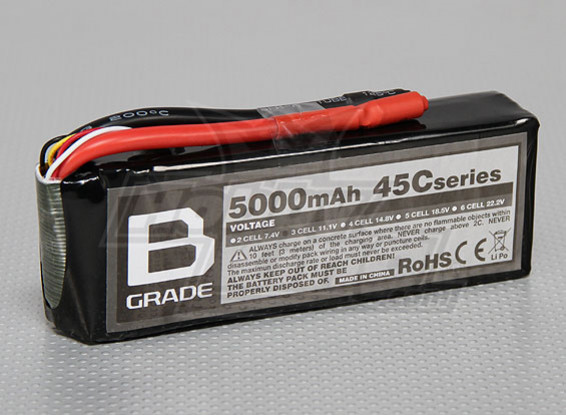 B-Grade 5000mAh 3S 45C LiPoly Battery