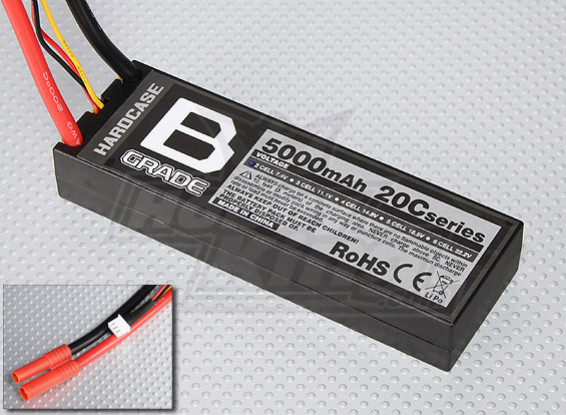 B-Grade 5000mAh 2S 20C Hardcase LiPoly Battery
