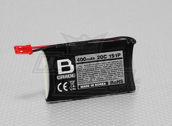 B-Grade 400mAh 1S 20C LiPoly Battery