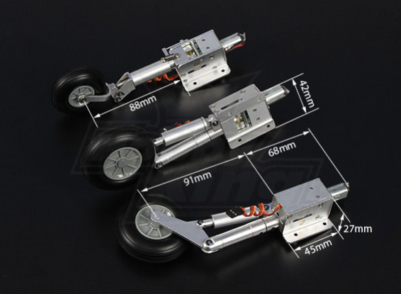 Turnigy Full Metal Servoless Retract w / Trailing Link Oleo Legs (Tricycle) 1,20 klasse (Mig 15/17)