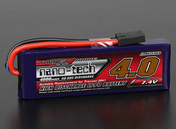 Turnigy nano-tech 4000mAh 2S 40 ~ 80C Pack Lipo (Slash / Rustler / Bandit / Stampede)