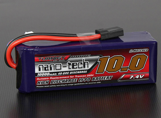 Turnigy nano-tech 10000mah 2S 40 ~ 80C Pack Lipo (Stampede / Rustler / Bandit compatibel)