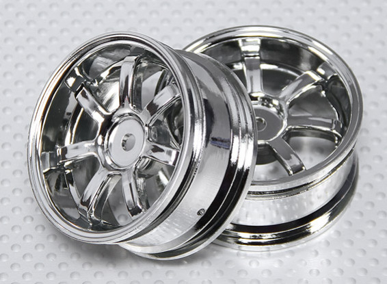 01:10 Schaal Wheel Set (2 stuks) Chrome 7-Spoke RC Car 26mm (3mm offset)