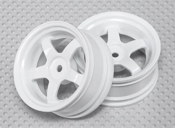 01:10 Schaal Wheel Set (2 stuks) Witte 5-Spoke RC Car 26mm (3mm offset)