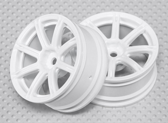 01:10 Schaal Wheel Set (2 stuks) Witte 8-Spoke RC Car 26mm (geen offset)