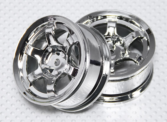01:10 Schaal Wheel Set (2 stuks) Chrome 6-Spoke RC Car 26mm (geen offset)