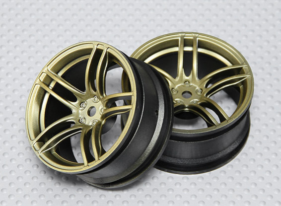 01:10 Scale Wheel Set (2 stuks) Gold Split 5-Spoke RC Car 26mm (3mm Offset)