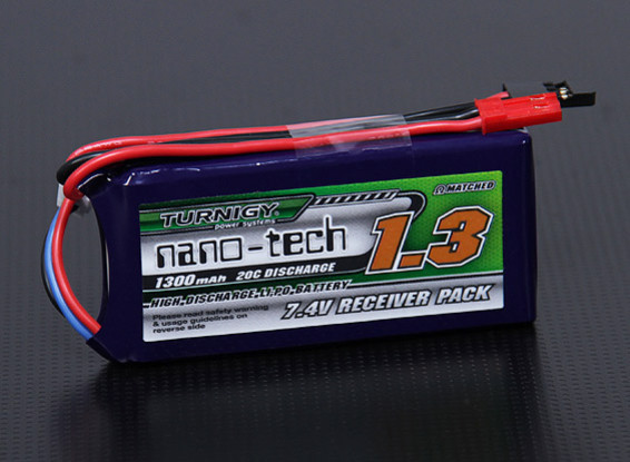 Turnigy nano-tech 1300mAh 2S1P 20 ~ 40C Lipo Receiver Pack