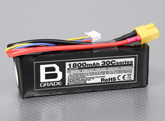 B-Grade 1800mAh 3S 30C LiPoly Battery