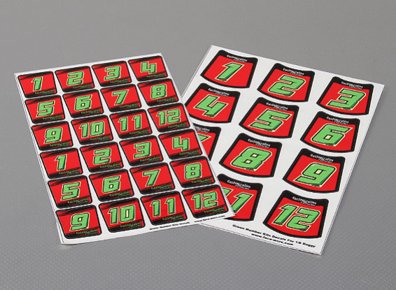 Zelfklevend Sticker Sheet - Aantal Kit 1/10 Scale (Groen)