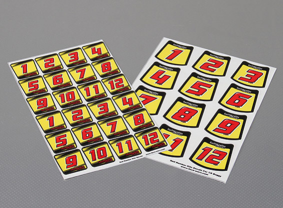 Zelfklevend Sticker Sheet - Aantal Kit 1/10 Scale (Rood)