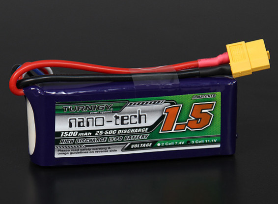 Turnigy nano-tech 1500mAh 3S 25 Pack Lipo ~ 50C