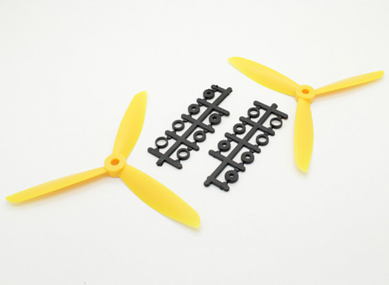 Hobbyking ™ 3-Blade Propeller 6x4.5 Geel (CW / CCW) (2 stuks)