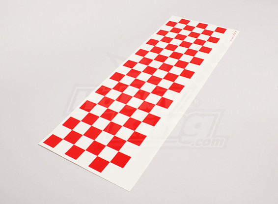 Stickervel Chequer Patroon Rood / Clear 590mmx180mm