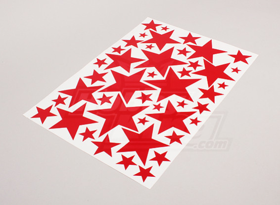 Star Red verschillende maten Decal Sheet 425mmx300mm