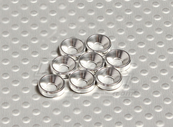 Verzonken Washer geanodiseerd aluminium M3 (zilver) (8 stuks)