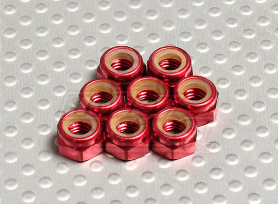 Red geanodiseerd aluminium M5 Nylock Nuts (8 stuks)