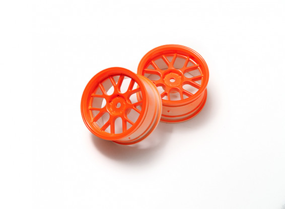 01:10 Wheel Set 'Y' 7-Spoke Fluorescent Orange (3mm Offset)