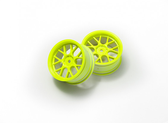 01:10 Wheel Set 'Y' 7-Spoke Fluorescent Yellow (3mm Offset)