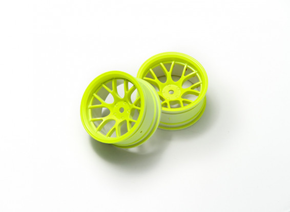 01:10 Wheel Set 'Y' 7-Spoke Fluorescent Yellow (9mm Offset)