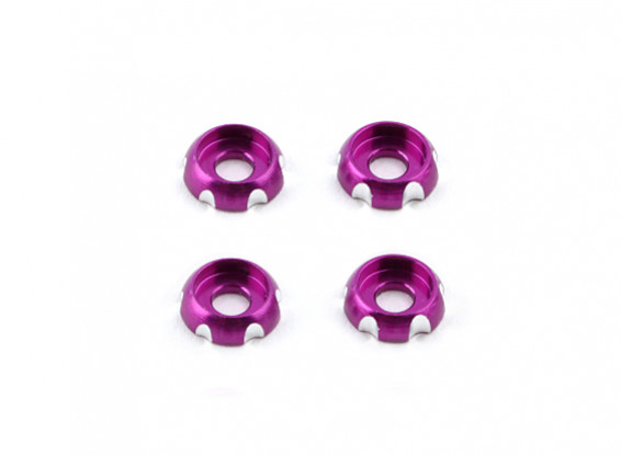 Aluminium 3mm CNC Roundhead Washer - Purple (4 stuks)