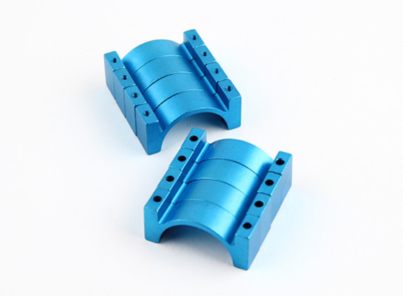 Blauw geanodiseerd Tweezijdige CNC Aluminium Tube Clamp 25mm Diameter