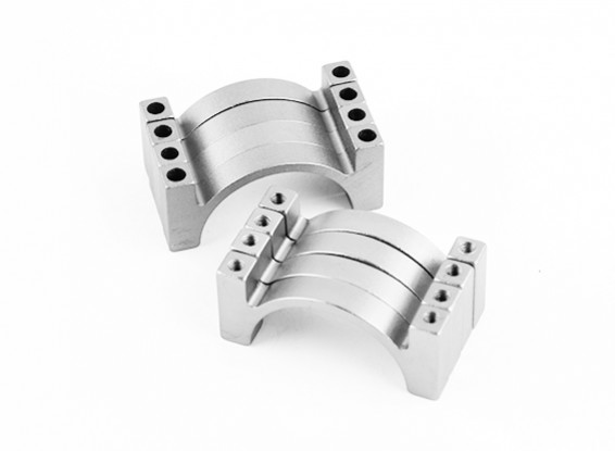 Zilver geanodiseerd Tweezijdige CNC Aluminium Tube Clamp 25mm Diameter