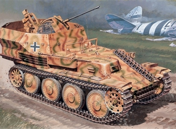 Italeri 1/35 Schaal Duitse Sd.Kfz.140 Flakpanzer 38 Gepard plastic model kit