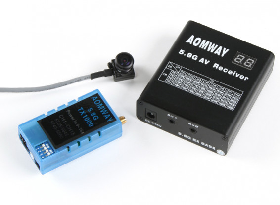 Aomway 5.8GHz 1000MW TX1000, RX04 Receiver en 600TV lijnen CMOS-5V camera set (Pal) w / o DVR