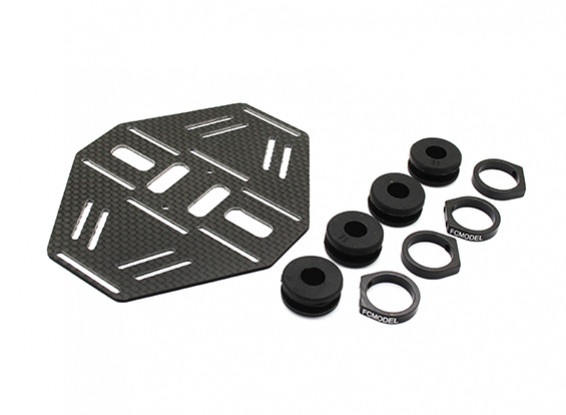 Carbon Multi-Rotor Dual Battery Mount met Rubber Damping Suits 8mm Booms