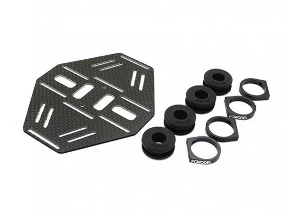 Carbon Multi-Rotor Dual Battery Mount met Rubber Damping Suits 10mm Booms
