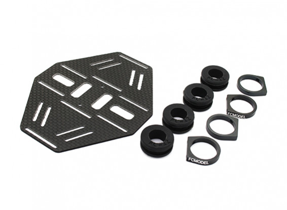 Carbon Multi-Rotor Dual Battery Mount met Rubber Damping Suits 12mm Booms