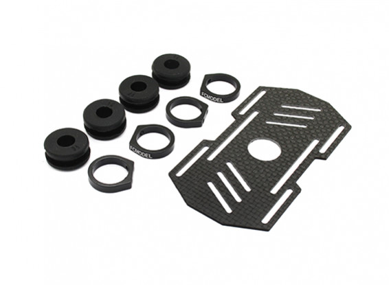Carbon Multi-Rotor Battery Mount met Rubber Damping Suits 8mm Booms