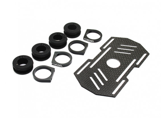 Carbon Multi-Rotor Battery Mount met Rubber Damping Suits 12mm Booms