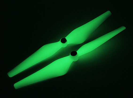 Hobbyking ™ Propeller 9x4.5 Glow Green (CW / CCW) (2 stuks)