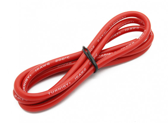 Turnigy Hoge kwaliteit 10AWG Silicone Wire 1m (Rood)