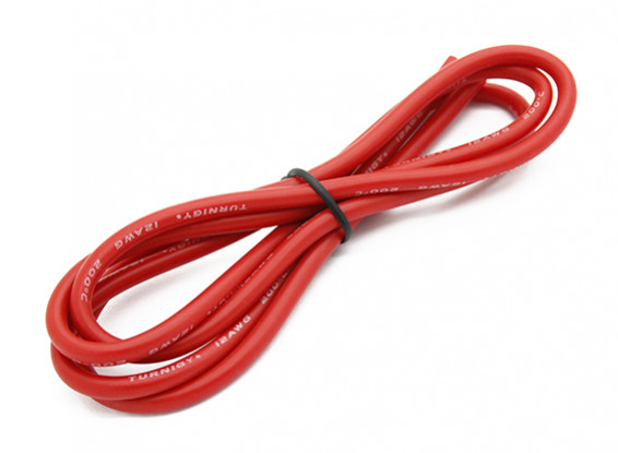 Turnigy Hoge kwaliteit 12AWG Silicone Wire 1m (Rood)