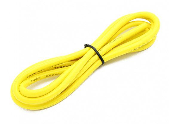 Turnigy Hoge kwaliteit 12AWG Silicone Wire 1m (Geel)