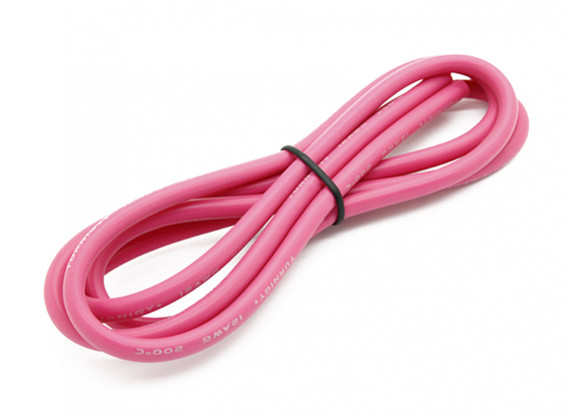 Turnigy Hoge kwaliteit 12AWG Silicone Wire 1m (Pink)