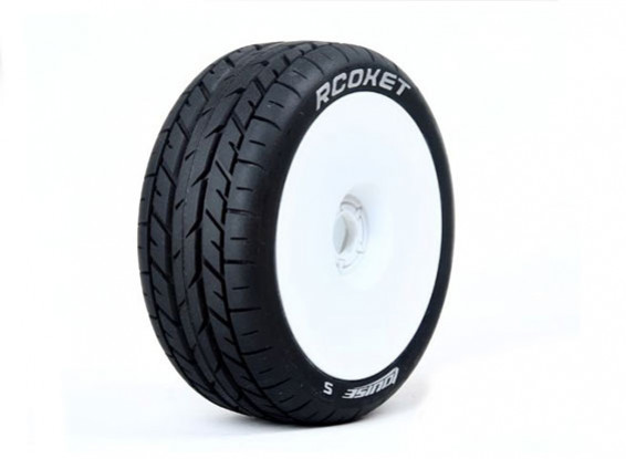 LOUISE B-ROCKET 1/8 Scale Buggy Banden Soft Compound / White Rim / Mounted