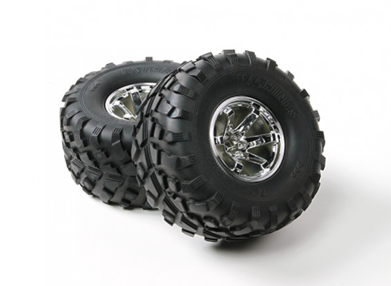 HobbyKing ® ™ 10/01 Crawler 132mm Wheel & Tire (Silver Rim) (2 stuks)