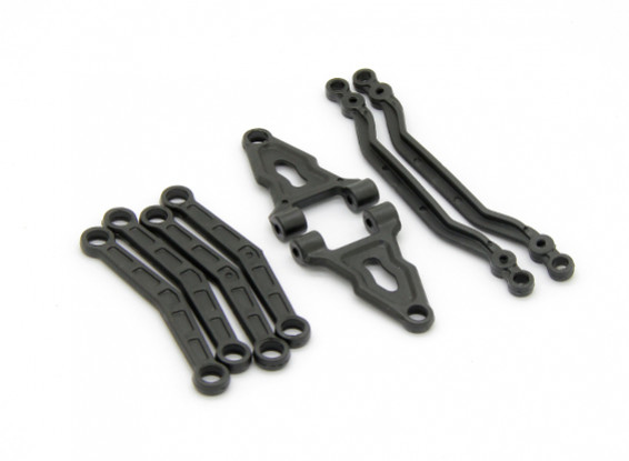 Ondersteuning Plate (2 stuks), staander (4 stuks), Steering Tie Rod (2 stuks) - Basher Rocksta
