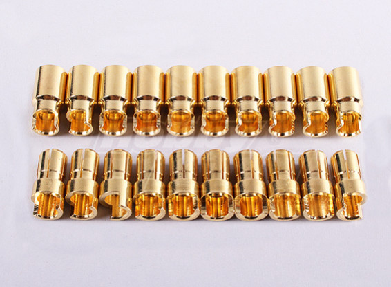 HXT 6mm Sprung Gold Connectors (10pair / 20pc)