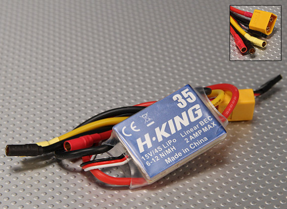 H-KING 35A Fixed Wing Brushless ESC w / XT60 3.5mm Bullets.