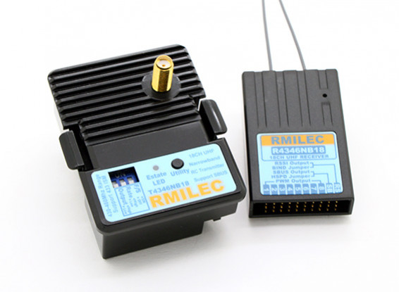 RMILEC T4346NB18-J / R4346NB18 430-460Mhz 18ch LRS Radio System (JR Pin Configuration)