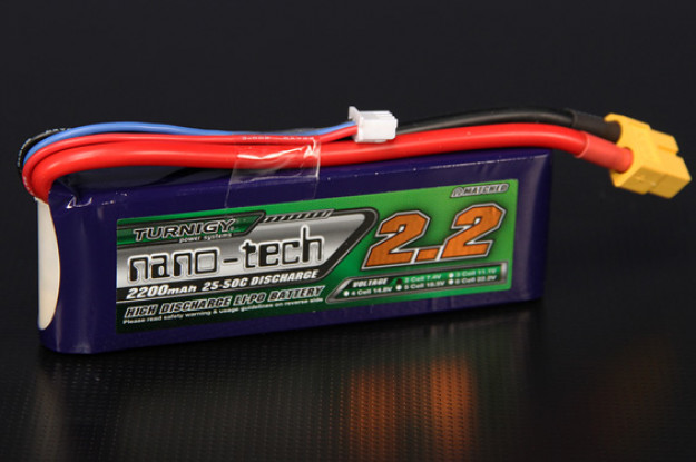Turnigy nano-tech 2200mAh 2S 25 Pack Lipo ~ 50C