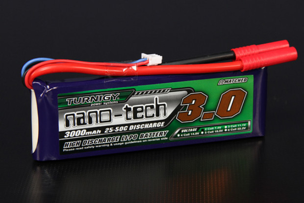 Turnigy nano-tech 3000mAh 2S 25 Pack Lipo ~ 50C