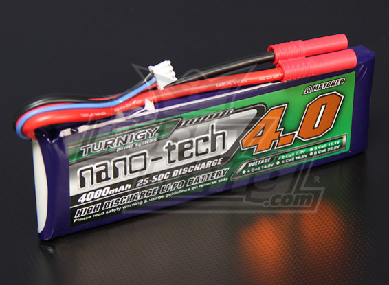 Turnigy nano-tech 4000mAh 2S 25 Pack Lipo ~ 50C